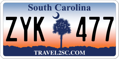 SC license plate ZYK477