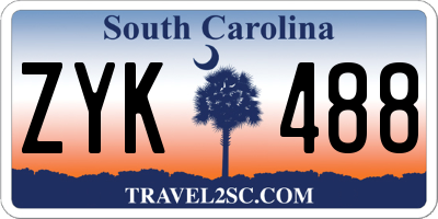SC license plate ZYK488