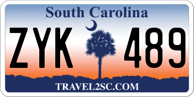 SC license plate ZYK489