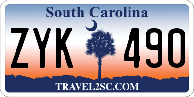 SC license plate ZYK490