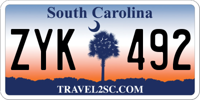 SC license plate ZYK492