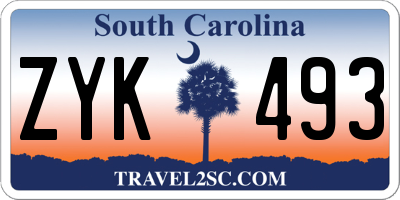 SC license plate ZYK493