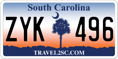 SC license plate ZYK496