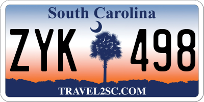 SC license plate ZYK498