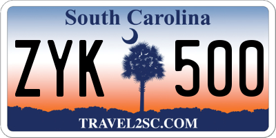 SC license plate ZYK500