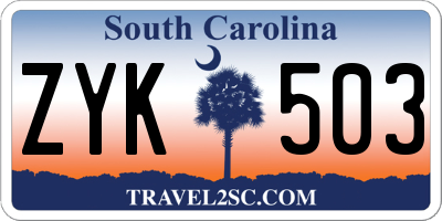 SC license plate ZYK503