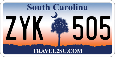 SC license plate ZYK505