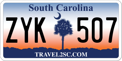 SC license plate ZYK507