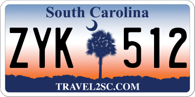 SC license plate ZYK512