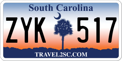 SC license plate ZYK517
