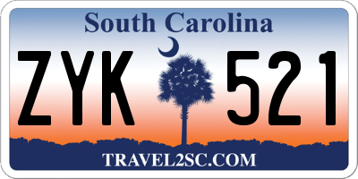 SC license plate ZYK521