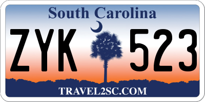 SC license plate ZYK523