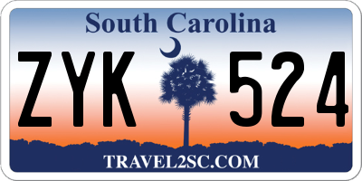 SC license plate ZYK524