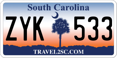 SC license plate ZYK533