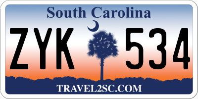 SC license plate ZYK534