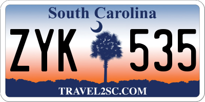 SC license plate ZYK535