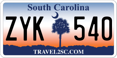 SC license plate ZYK540