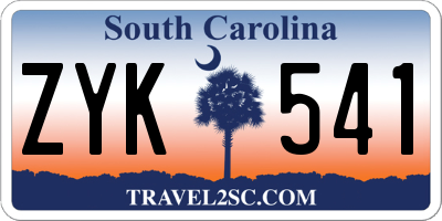 SC license plate ZYK541