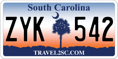 SC license plate ZYK542