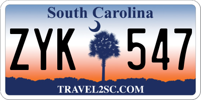 SC license plate ZYK547