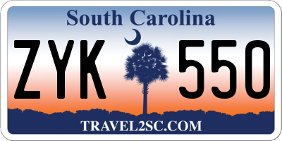 SC license plate ZYK550