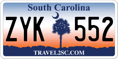 SC license plate ZYK552