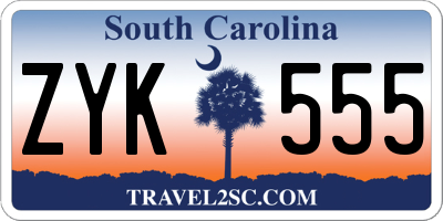 SC license plate ZYK555