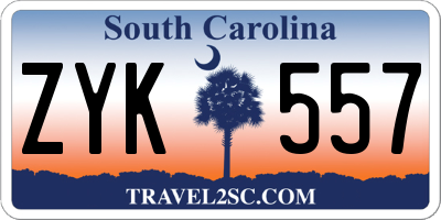 SC license plate ZYK557