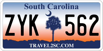 SC license plate ZYK562