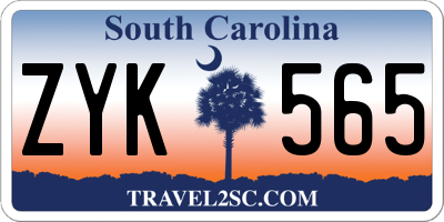 SC license plate ZYK565