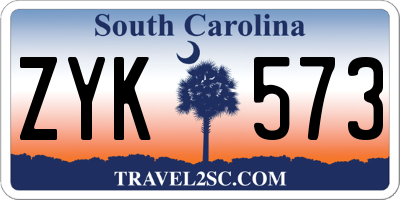 SC license plate ZYK573