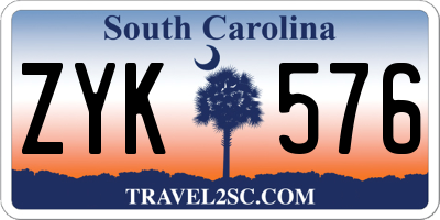 SC license plate ZYK576