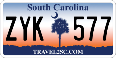 SC license plate ZYK577