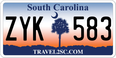 SC license plate ZYK583