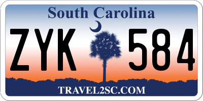 SC license plate ZYK584