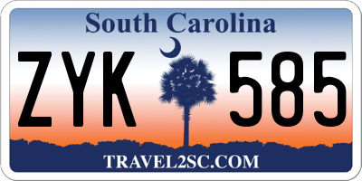 SC license plate ZYK585