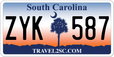 SC license plate ZYK587