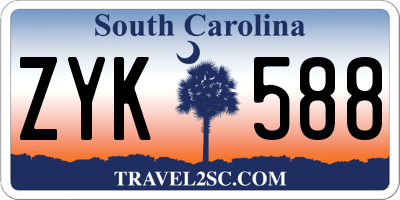 SC license plate ZYK588