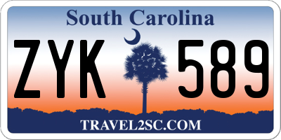 SC license plate ZYK589