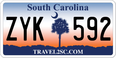 SC license plate ZYK592