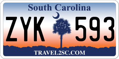 SC license plate ZYK593