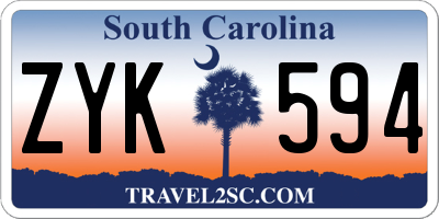 SC license plate ZYK594
