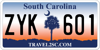 SC license plate ZYK601