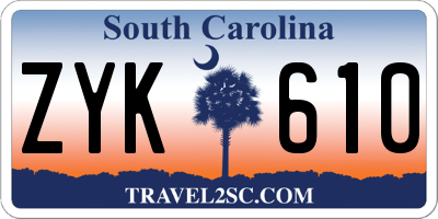 SC license plate ZYK610