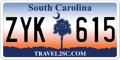 SC license plate ZYK615