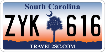 SC license plate ZYK616