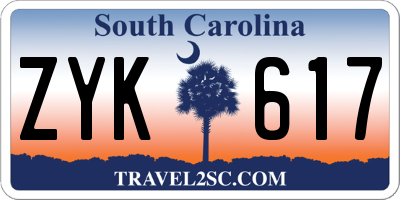 SC license plate ZYK617