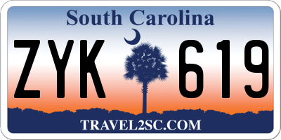 SC license plate ZYK619