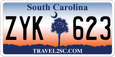SC license plate ZYK623