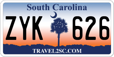 SC license plate ZYK626